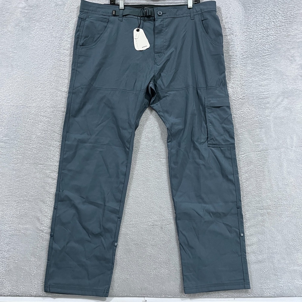 Prana Zion II Pants Men's 40x30 Gray Blue Slim Fit Stretch Quick‎ Drying UPF 50+